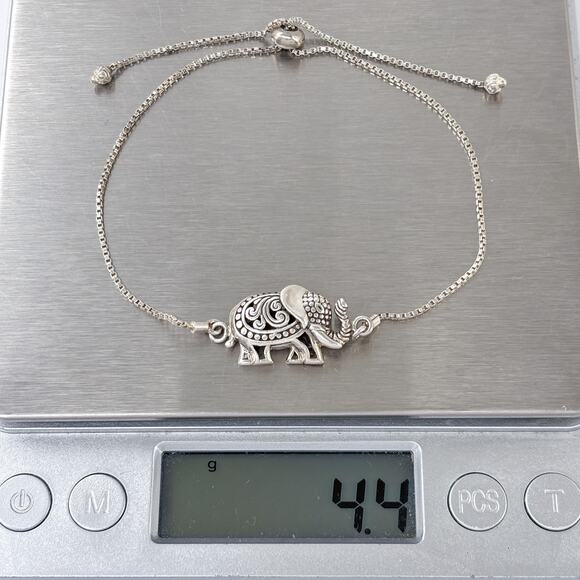 Estate Sterling Silver 925 Elephant Bolo Bracelet Adjustable to 10” - Picture 8 of 8
